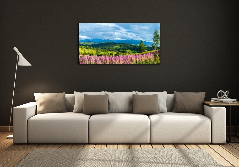 Glass art print Lavender in the mountains