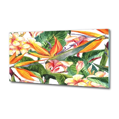 Wall art on glass Tropical flowers