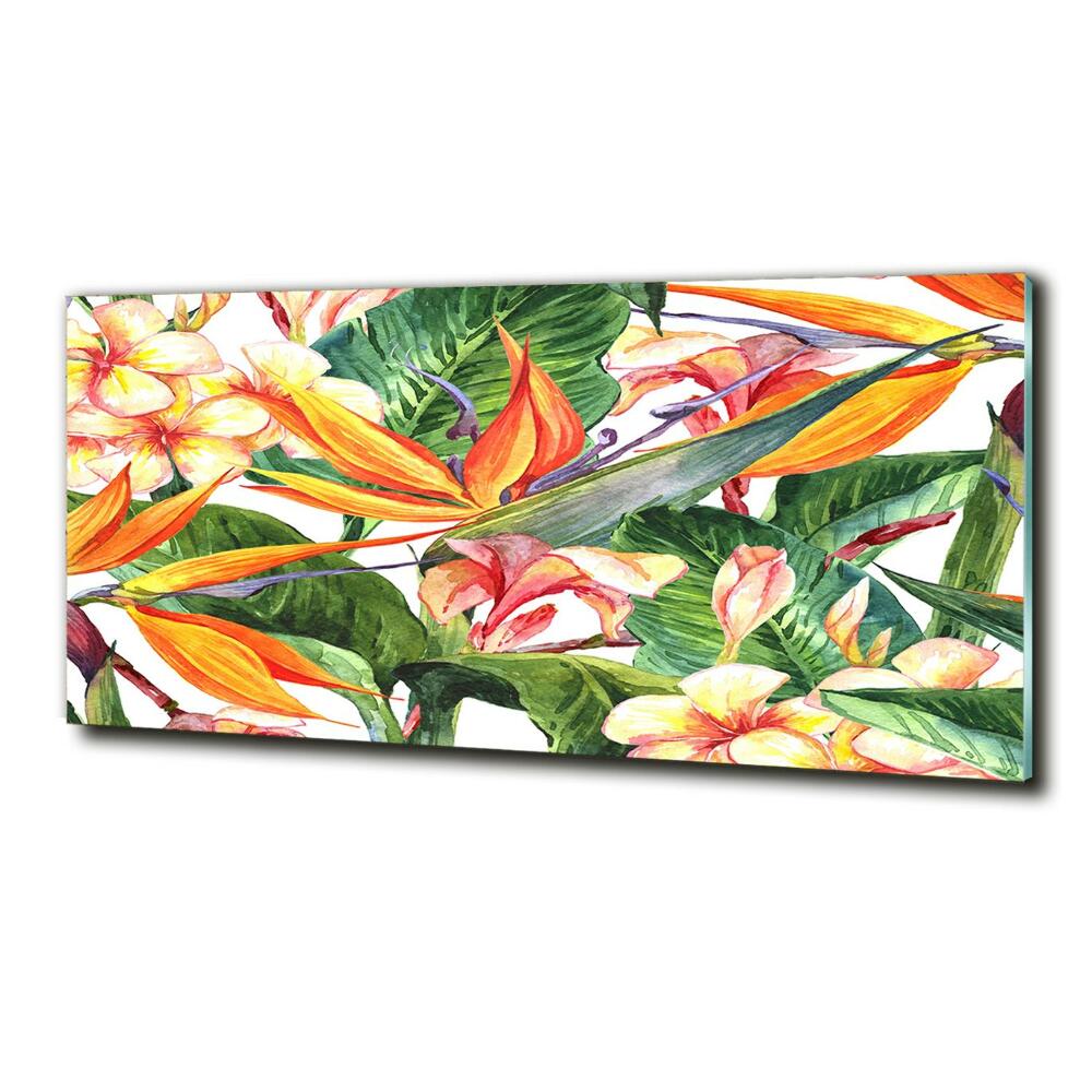 Wall art on glass Tropical flowers