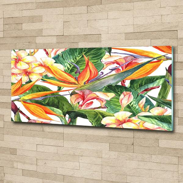 Wall art on glass Tropical flowers