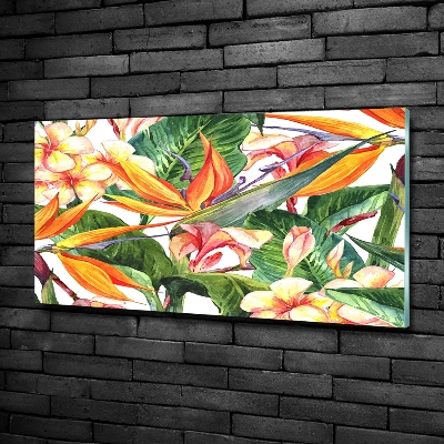 Wall art on glass Tropical flowers