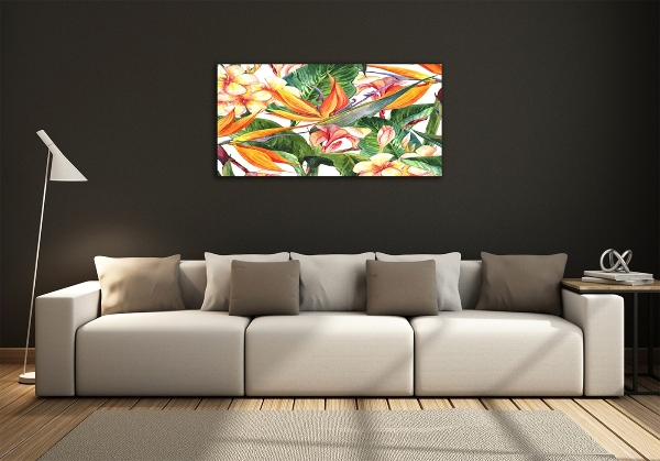 Wall art on glass Tropical flowers