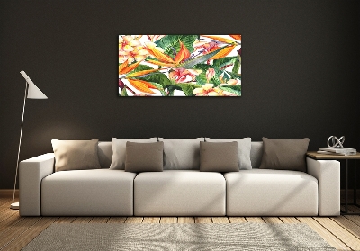 Wall art on glass Tropical flowers