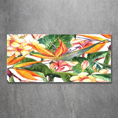 Wall art on glass Tropical flowers