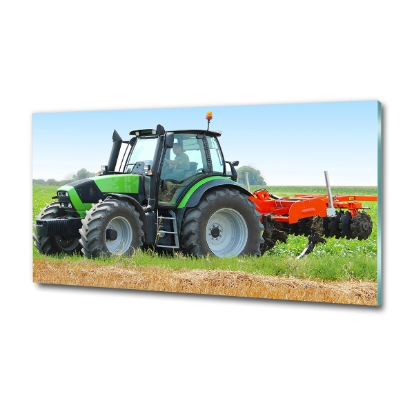 Wall art on glass Tractor in the field