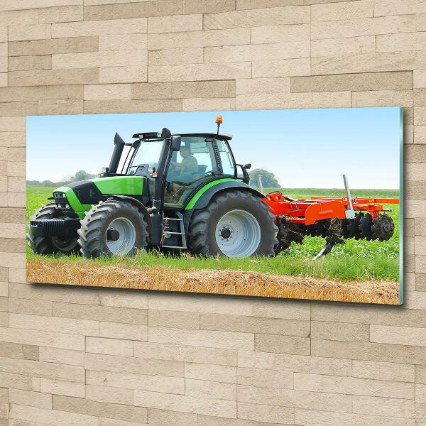 Wall art on glass Tractor in the field