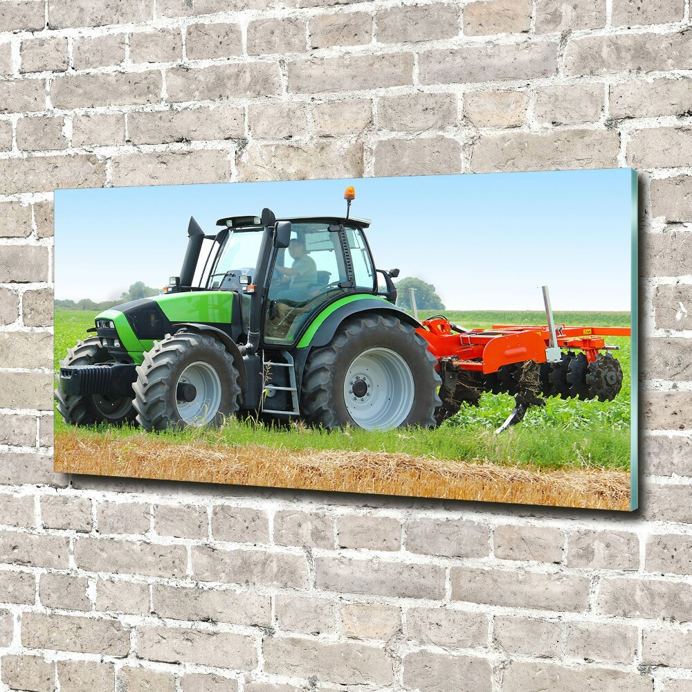 Wall art on glass Tractor in the field