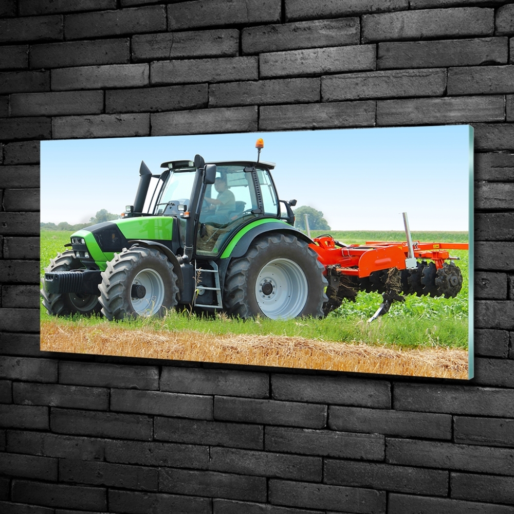 Wall art on glass Tractor in the field