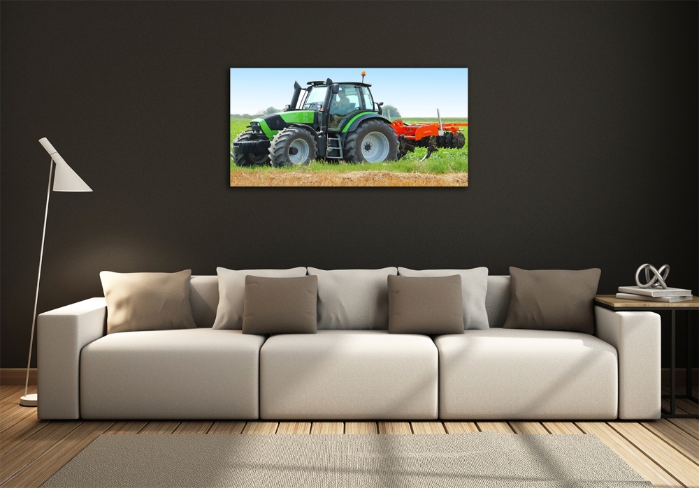 Wall art on glass Tractor in the field