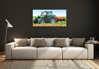 Wall art on glass Tractor in the field