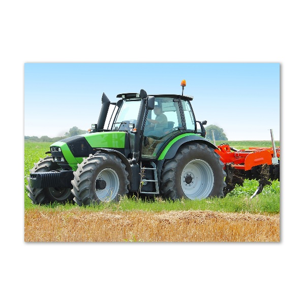 Wall art on glass Tractor in the field