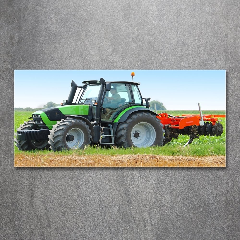 Wall art on glass Tractor in the field