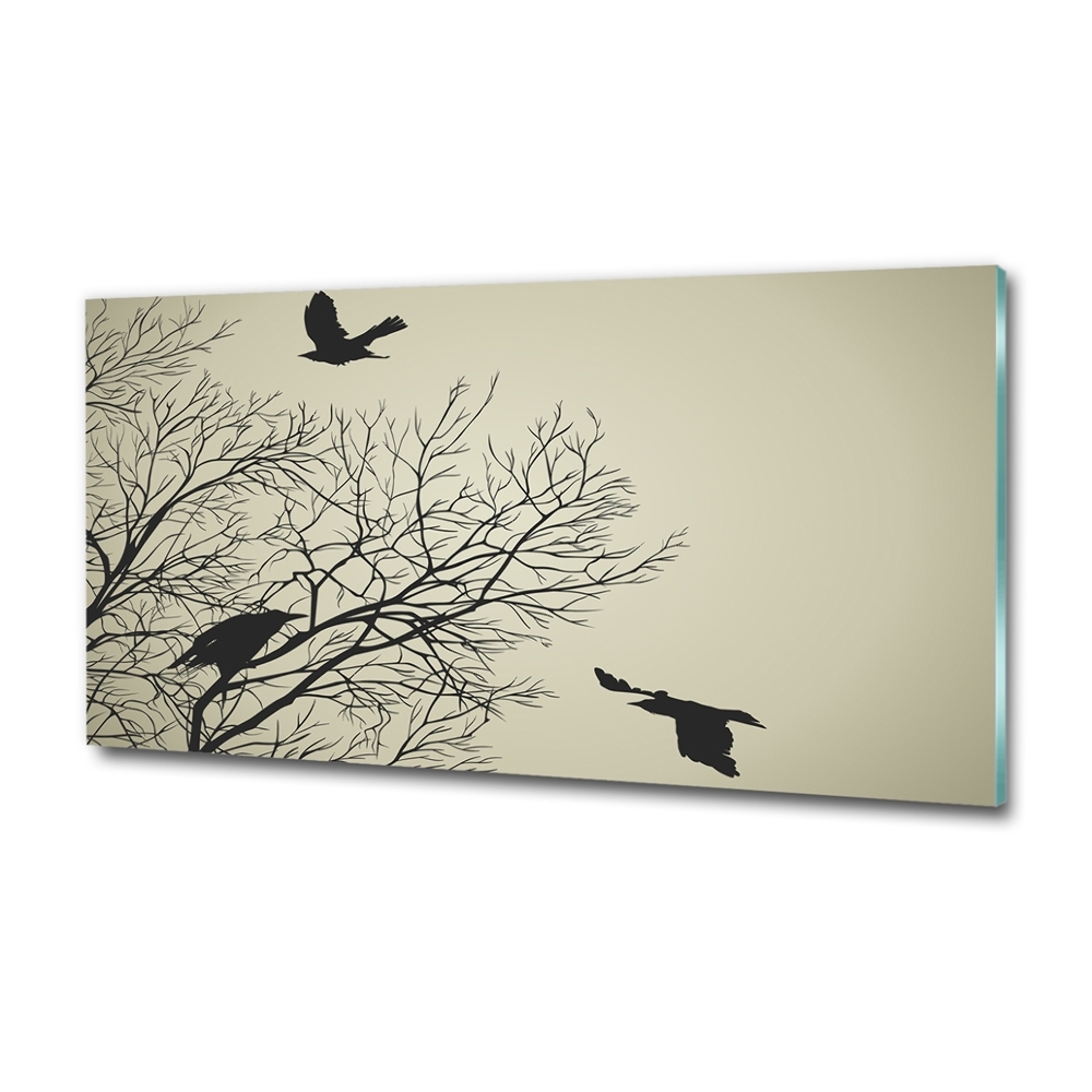 Glass wall art Crows