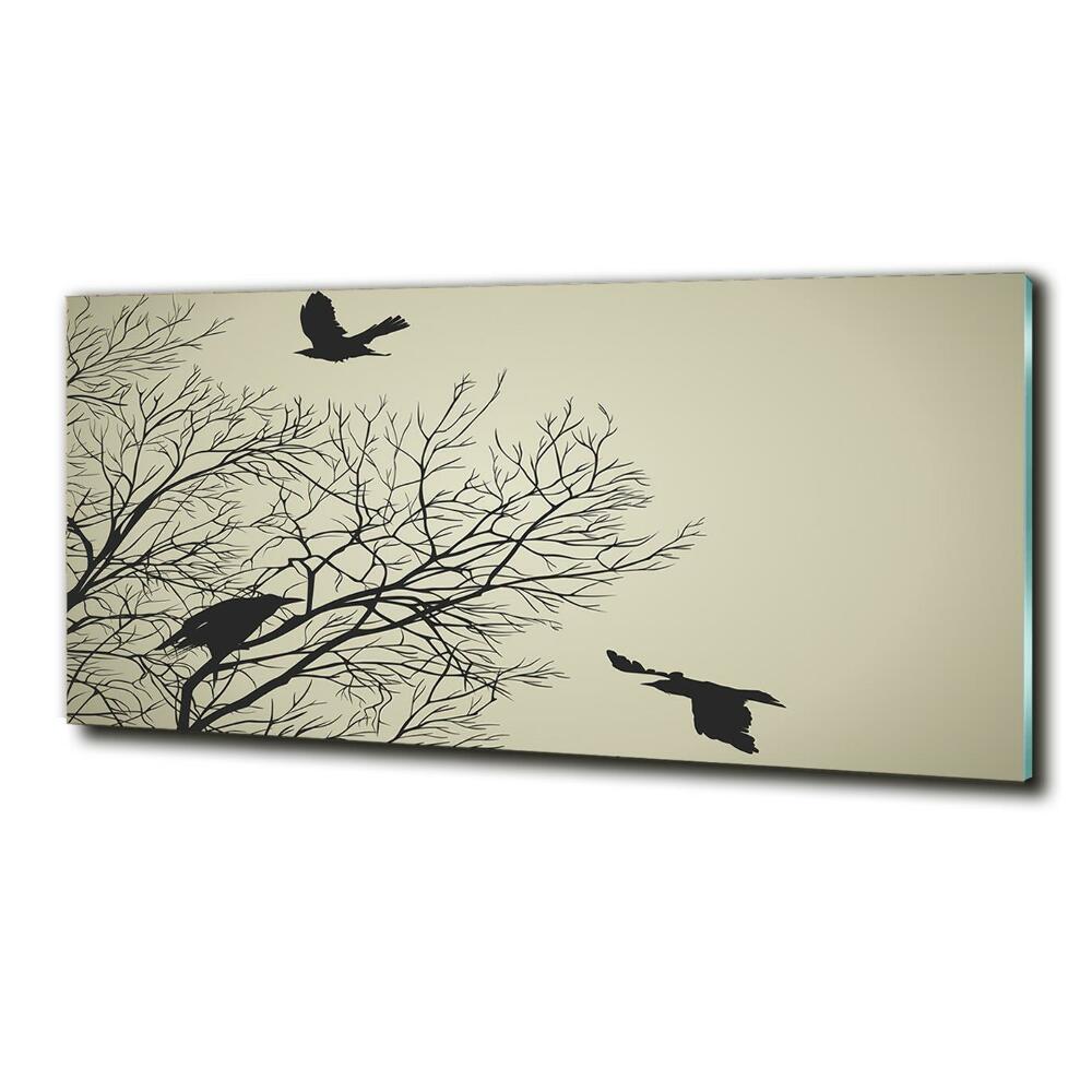 Glass wall art Crows