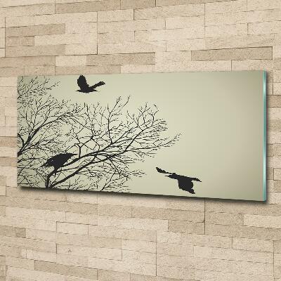 Glass wall art Crows