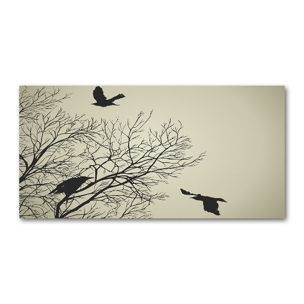 Glass wall art Crows