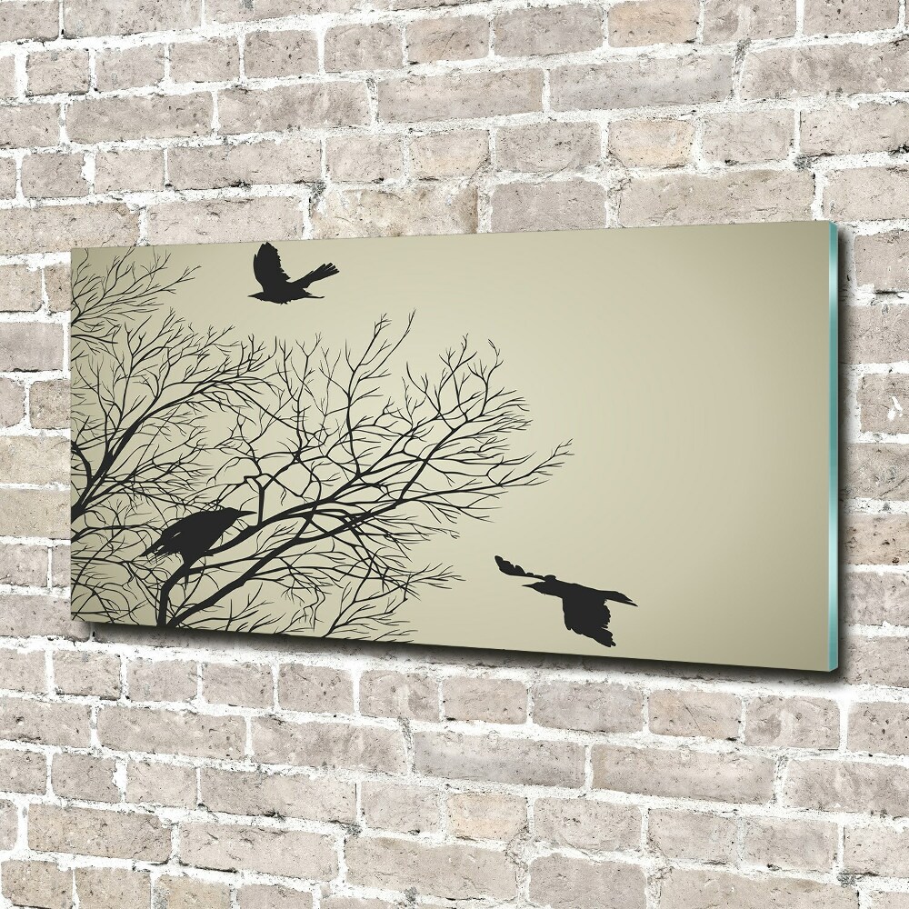 Glass wall art Crows