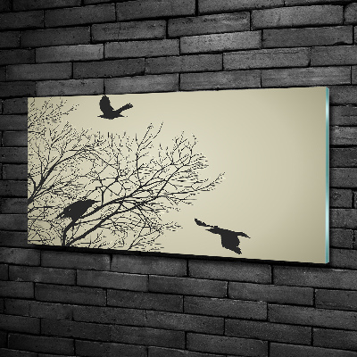 Glass wall art Crows