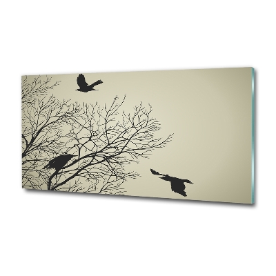 Glass wall art Crows