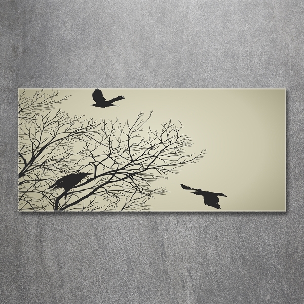 Glass wall art Crows