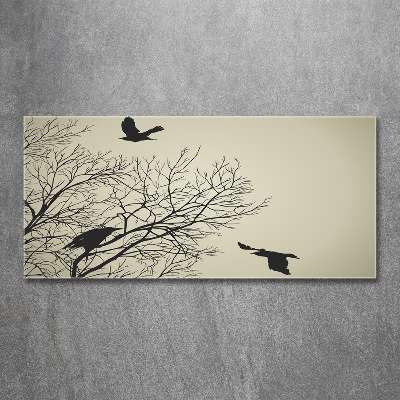 Glass wall art Crows