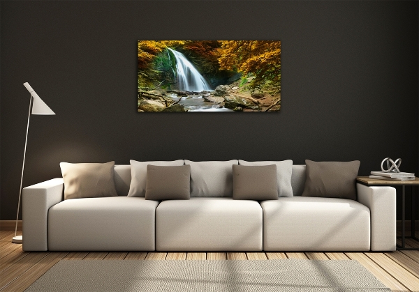 Printed glass wall art Waterfall in the forest