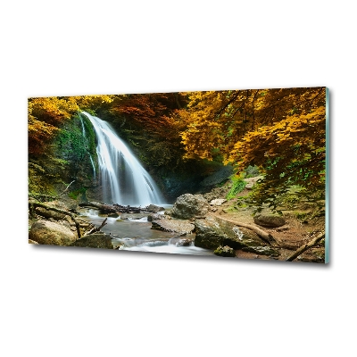 Printed glass wall art Waterfall in the forest