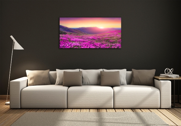 Glass picture wall art Pink hills