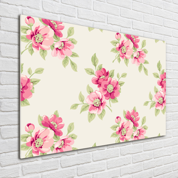 Wall art on glass Floral pattern