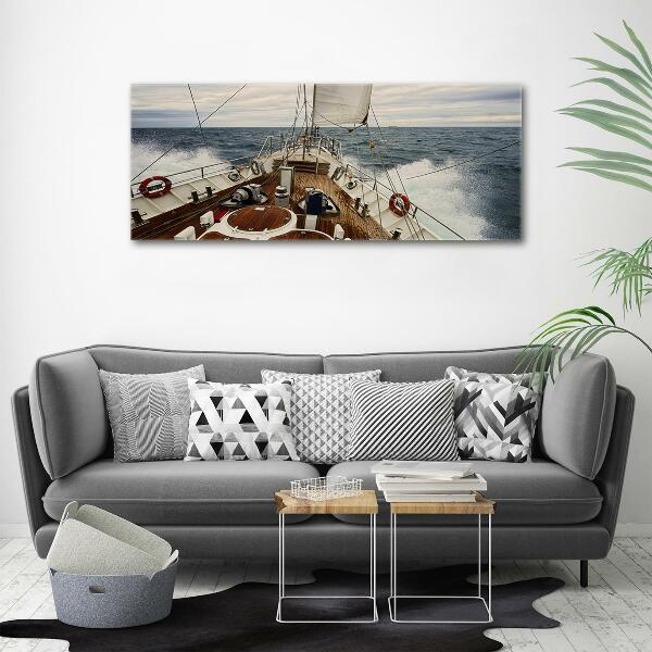 Glass wall art Sailboat at sea