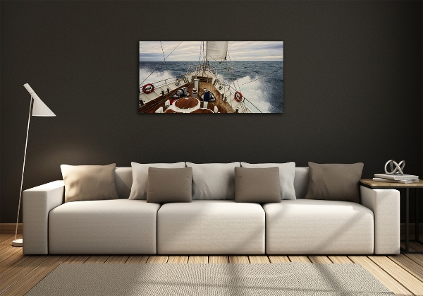 Glass wall art Sailboat at sea