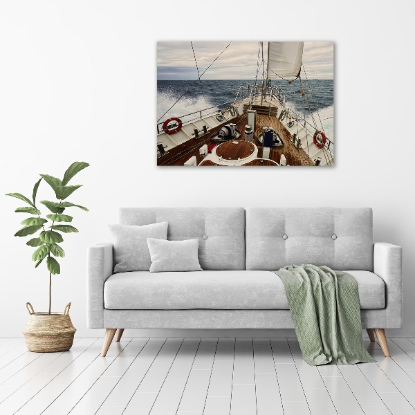 Glass wall art Sailboat at sea