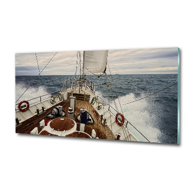 Glass wall art Sailboat at sea