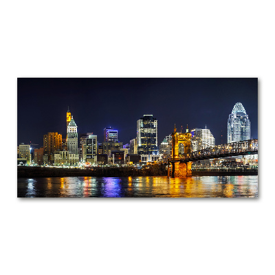 Glass wall art Ohio river at night