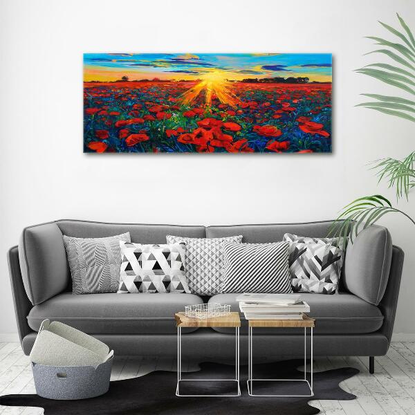 Glass art picture Poppies field