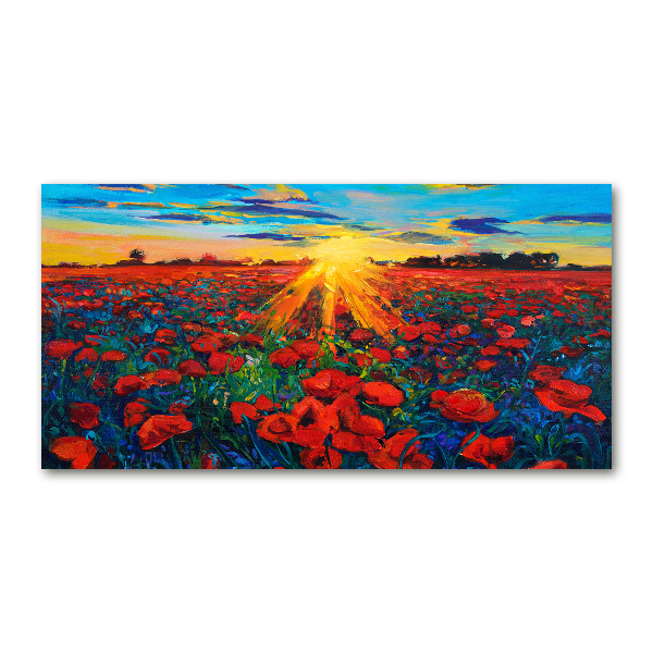 Glass art picture Poppies field