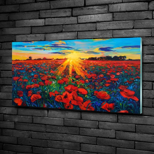 Glass art picture Poppies field