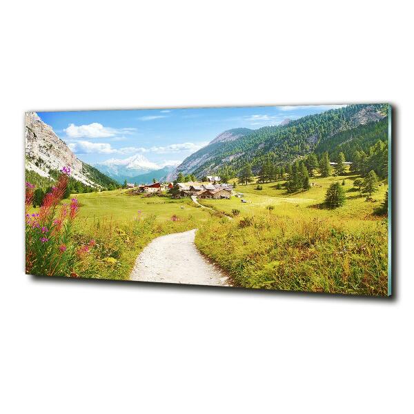 Printed glass wall art Pasture in the alps