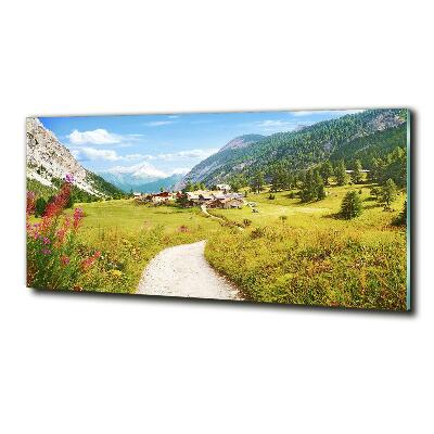 Printed glass wall art Pasture in the alps