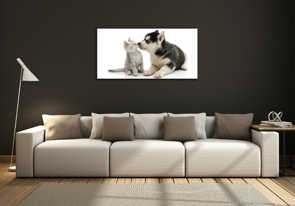 Glass art print Dog and cat