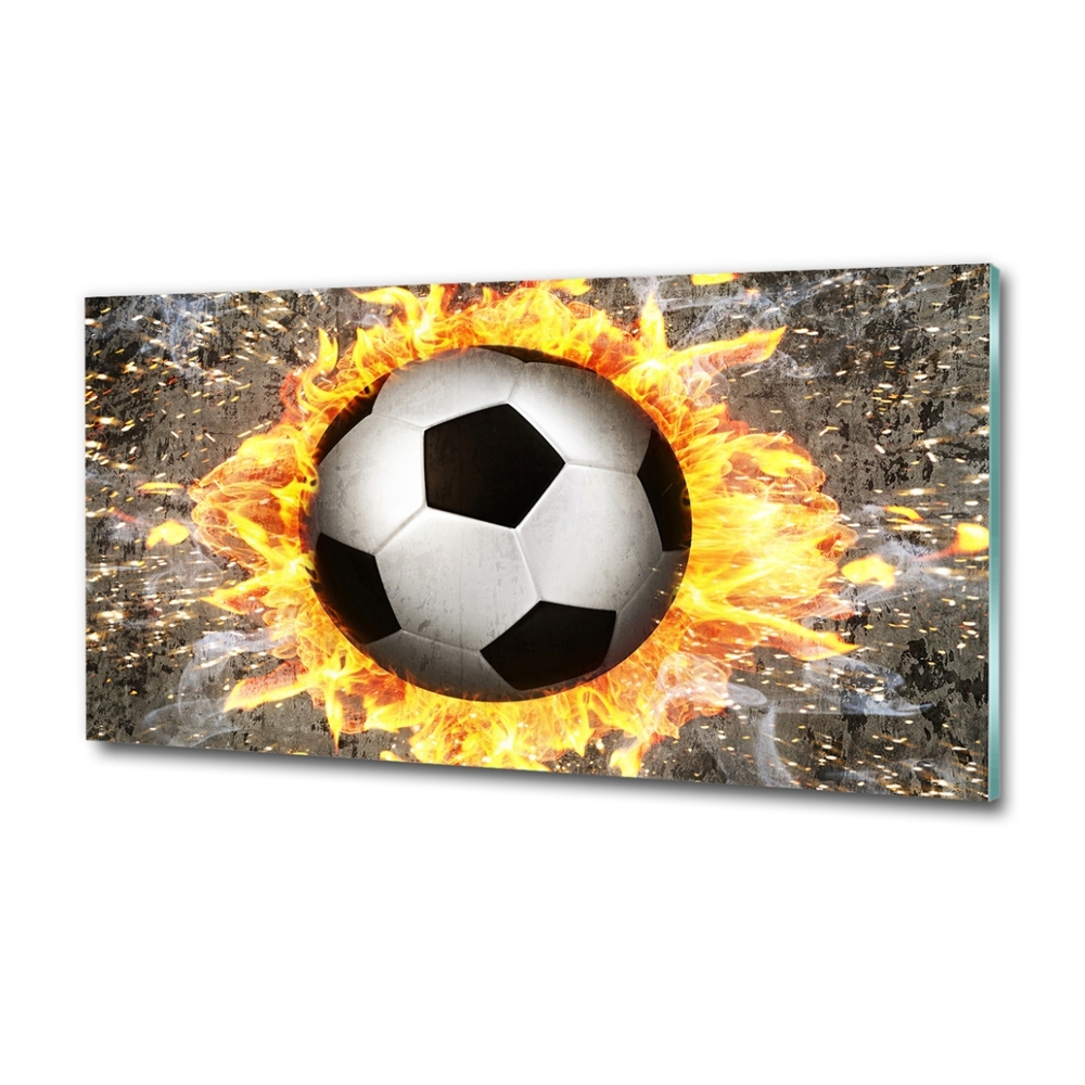 Glass wall art Burning football saw