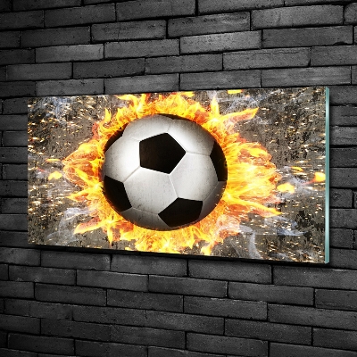 Glass wall art Burning football saw