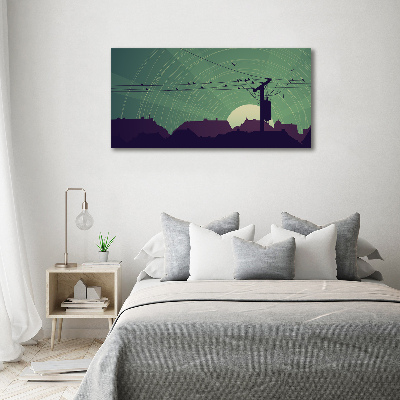 Photo printed on glass Birds city