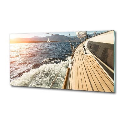 Wall art on glass Sailboat at sea