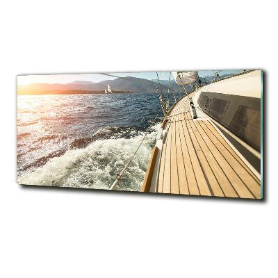 Wall art on glass Sailboat at sea