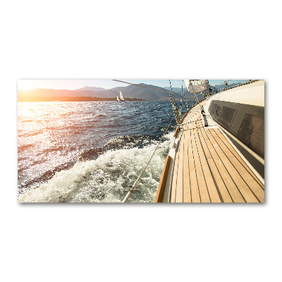 Wall art on glass Sailboat at sea