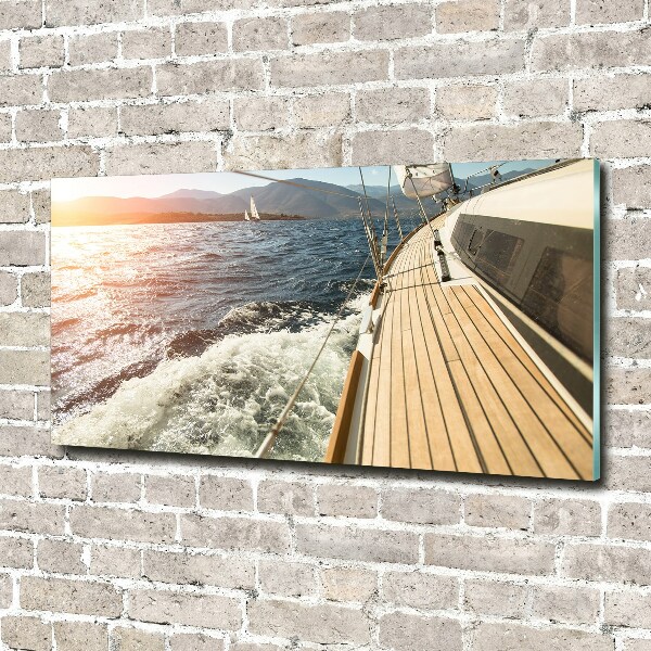 Wall art on glass Sailboat at sea