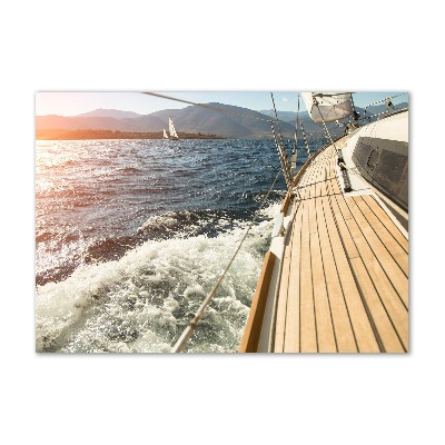 Wall art on glass Sailboat at sea