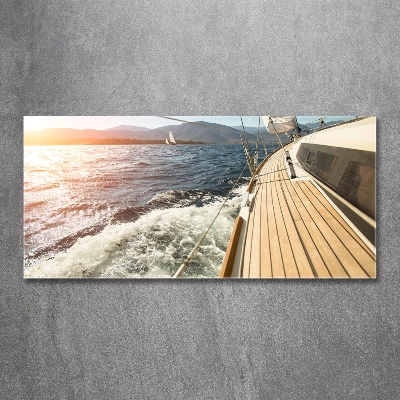 Wall art on glass Sailboat at sea