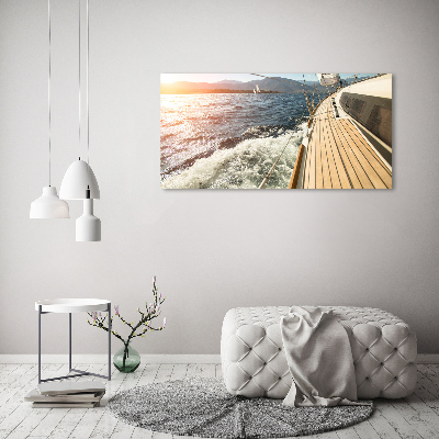 Wall art on glass Sailboat at sea